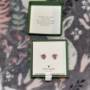 Kate Spade Pink Heart Earrings With Box